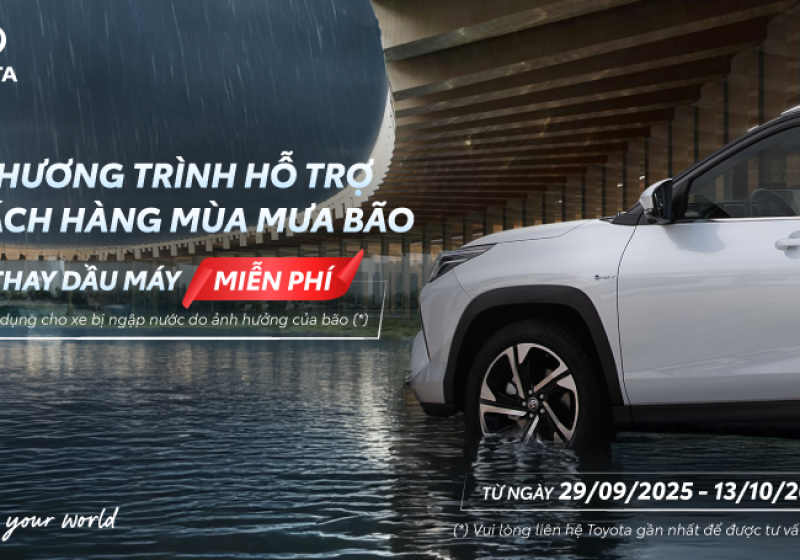 CHƯƠNG TRÌNH HỖ TRỢ KHÁCH HÀNG MÙA MƯA BÃO Miễn phí thay dầu máy cho xe bị ngập nước